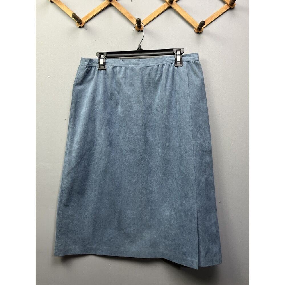 Abe Schrader Skirt Womens size‎ 14 Blue Faux Suede Pockets Union Made